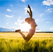 jumping kid on the field